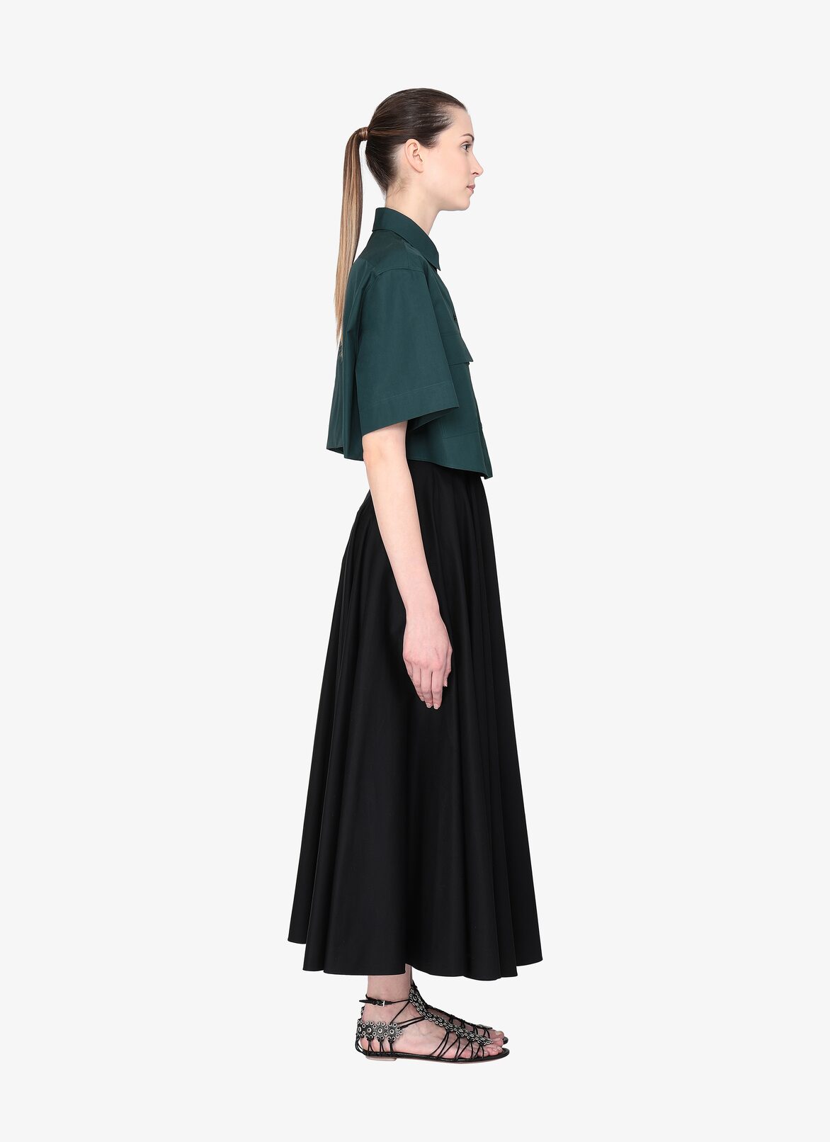 Alaïa Edition 1985 Oversized Crop Shirt  ALAÏA MARINE GREEN ALAÏA EDITION 1985 OVERSIZED CROP SHIRT